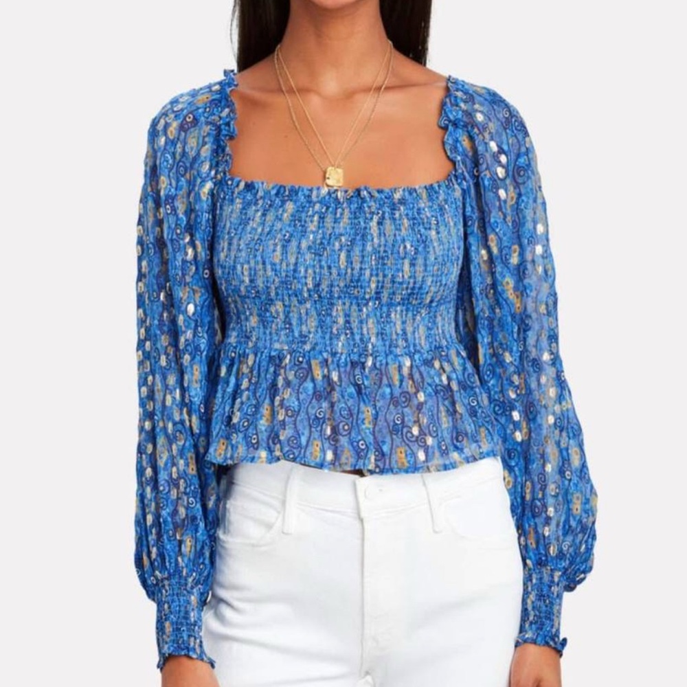 RIXO Smocked Blouse